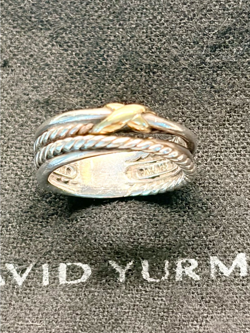 David Yurman Two-Tone X Crossover Ring in Silver with 18K Gold size 6.5